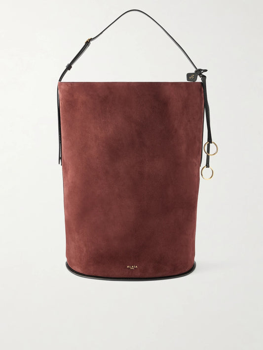 Hip Large Logo-detailed Leather-trimmed Suede Bucket Bag