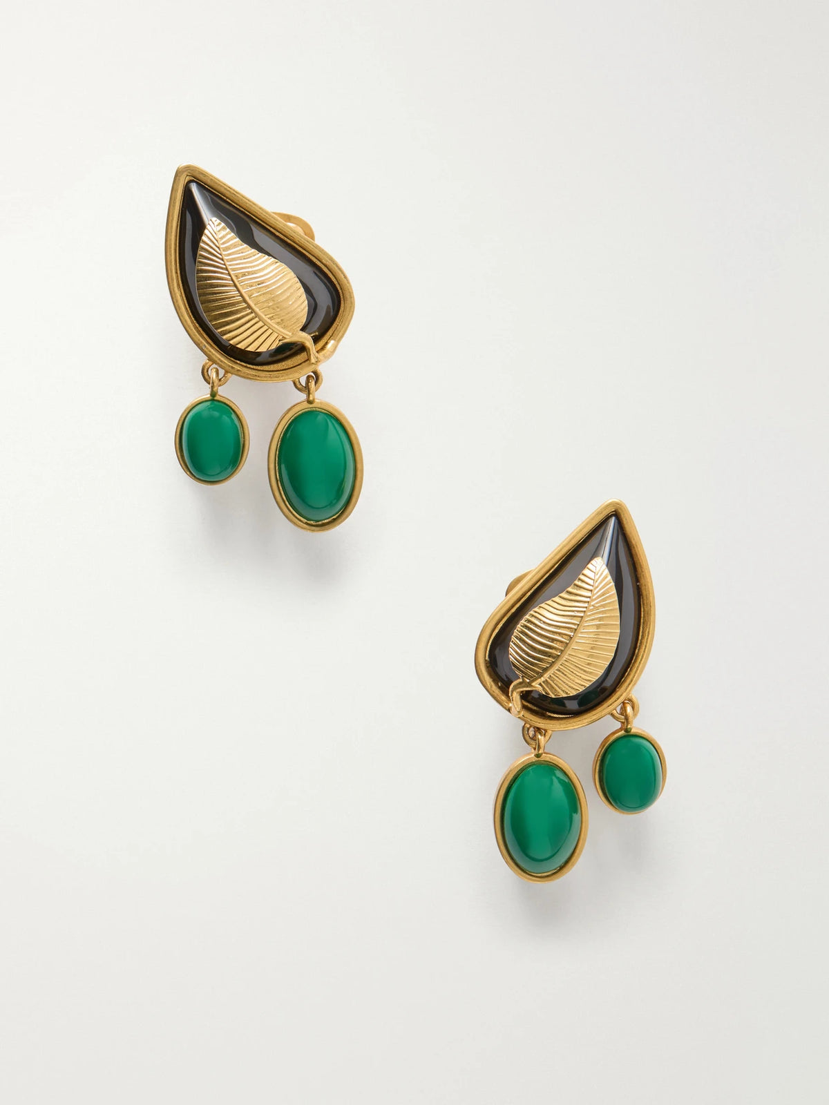 Leaf Enamel Gold-plated Earrings