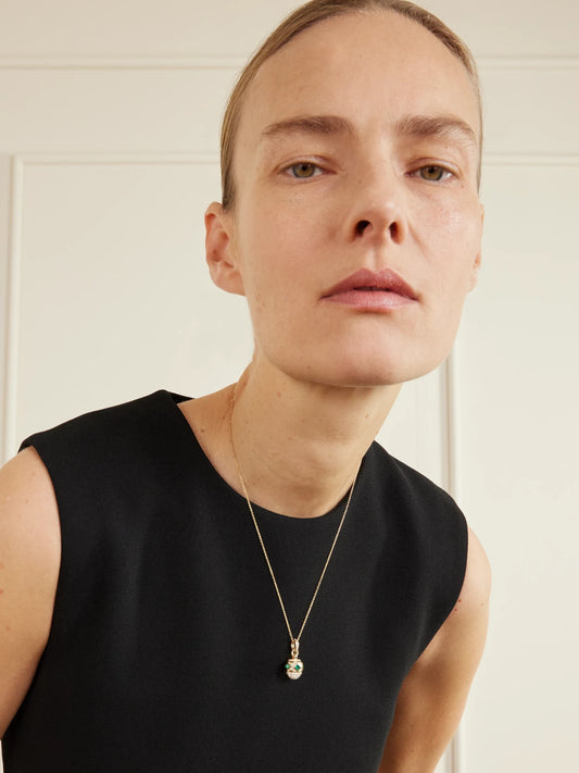 Image of Necklaces. Product name - 18-karat Gold, Diamond And Emerald Pendant in Multi colour by brand - David Yurman