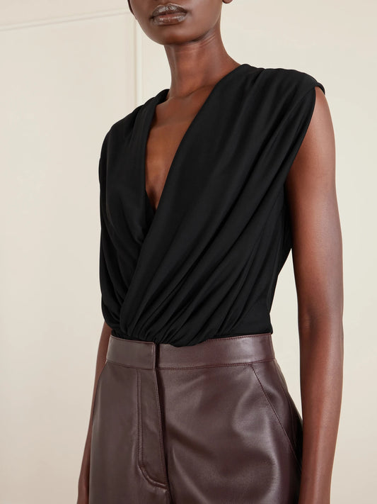 Hooded Draped Jersey Bodysuit