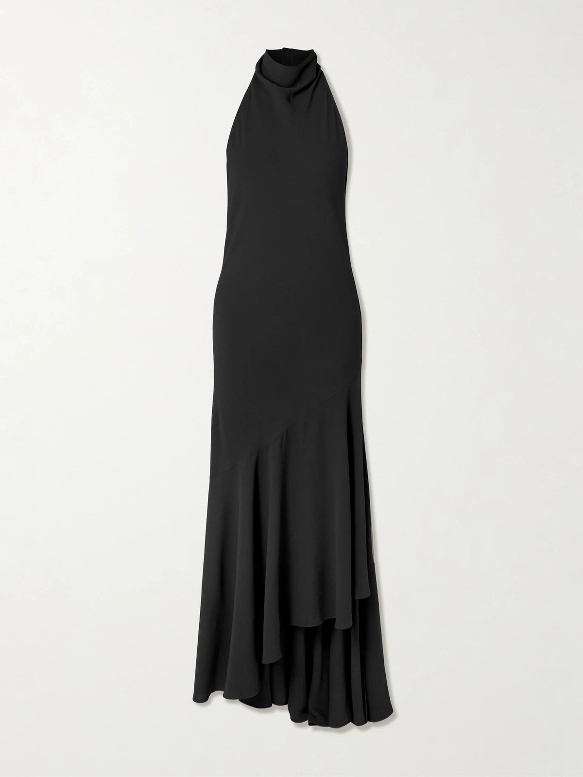 Open-back Asymmetric Ribbed Wool Maxi Dress