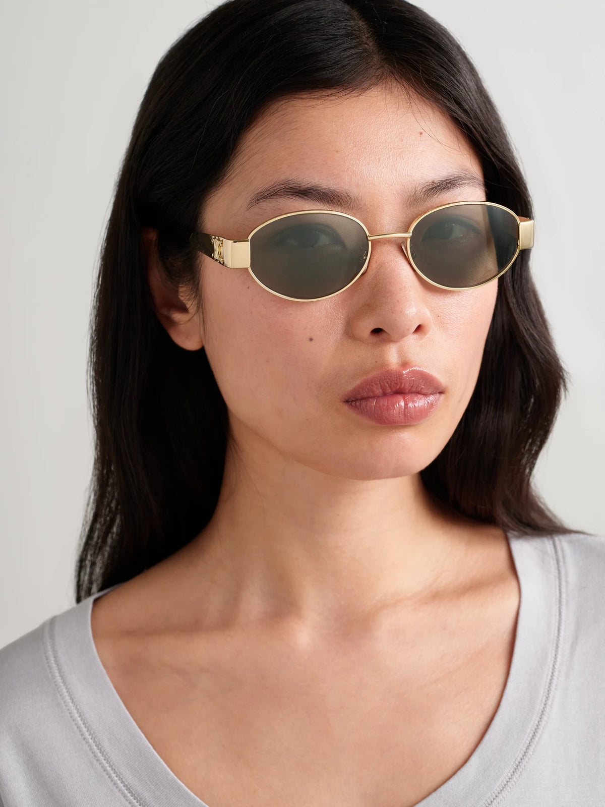 Image of Sunglasses. Product name - Oval-frame Gold-tone And Tortoiseshell Acetate Sunglasses in Multi colour by brand - CELINE Eyewear