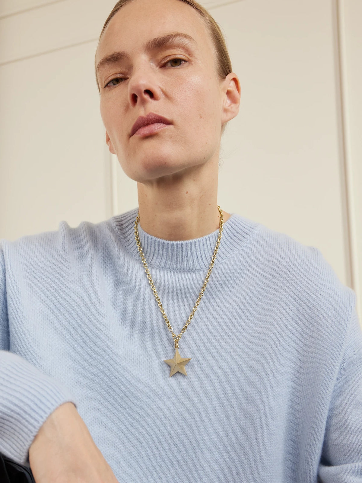 Image of Necklaces. Product name - Jumbo Star 18-karat Gold Necklace in Multi colour by brand - Marie Lichtenberg