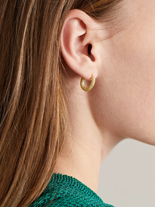 Image of Earrings. Product name - Florentine Finish 18-karat Gold Hoop Earrings in Multi colour by brand - Carolina Bucci