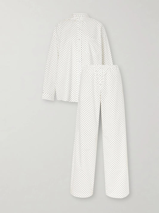 Polka-dot Cotton-blend Poplin Pajama Set