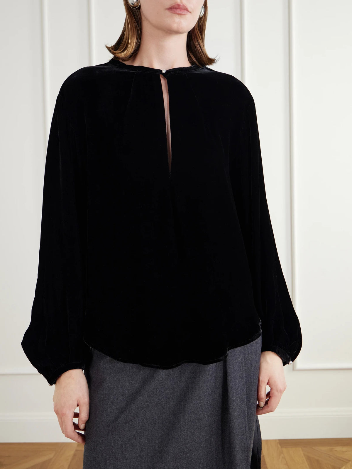 Maria McManus Draped Velvet Blouse
