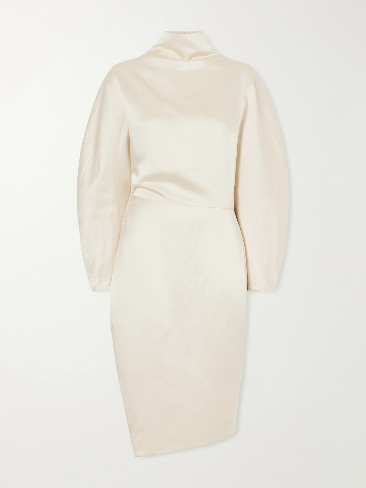 KHAITE Harlin Draped Satin Turtleneck Knee-lenght Dress