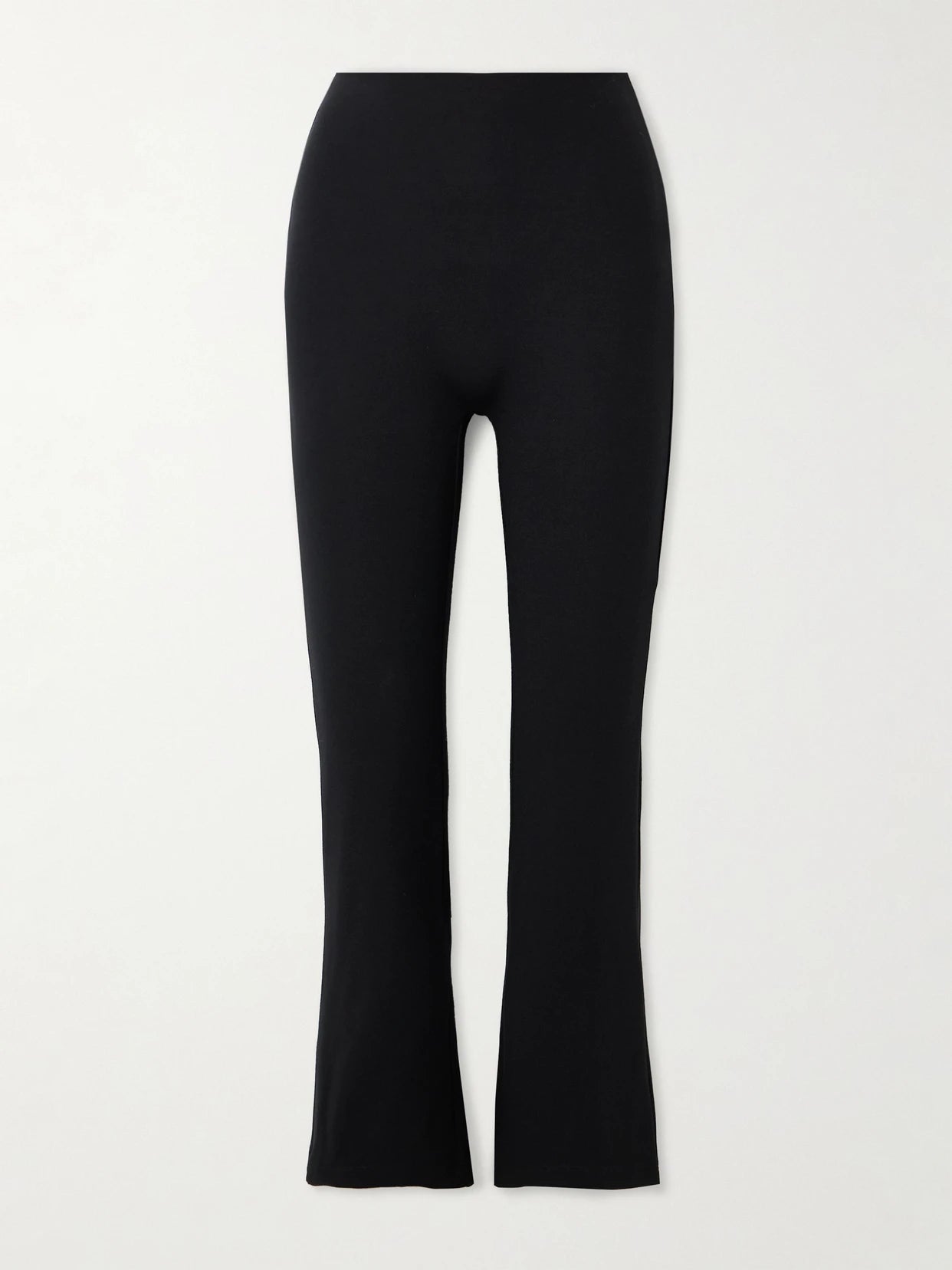 Image of a model wearing Pants. Product name - Rio Cropped Stretch-ponte Flared Pants in Black colour by brand - LESET
