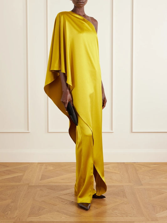 Image of Outfit Sets. Product name - Angelica Satin Blouse in Chartreuse colour by brand - Ilkyaz Ozel