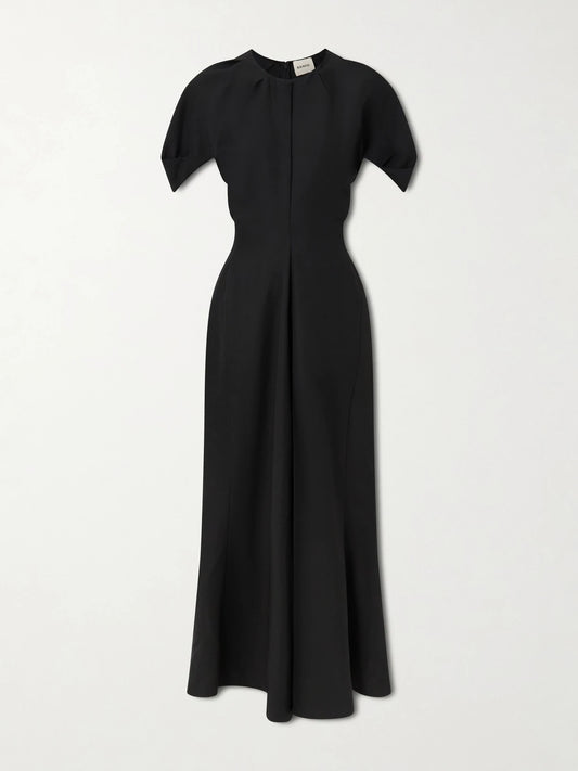 Image of Dresses. Product name - Ria Woven Midi Dress in Black colour by brand - KHAITE