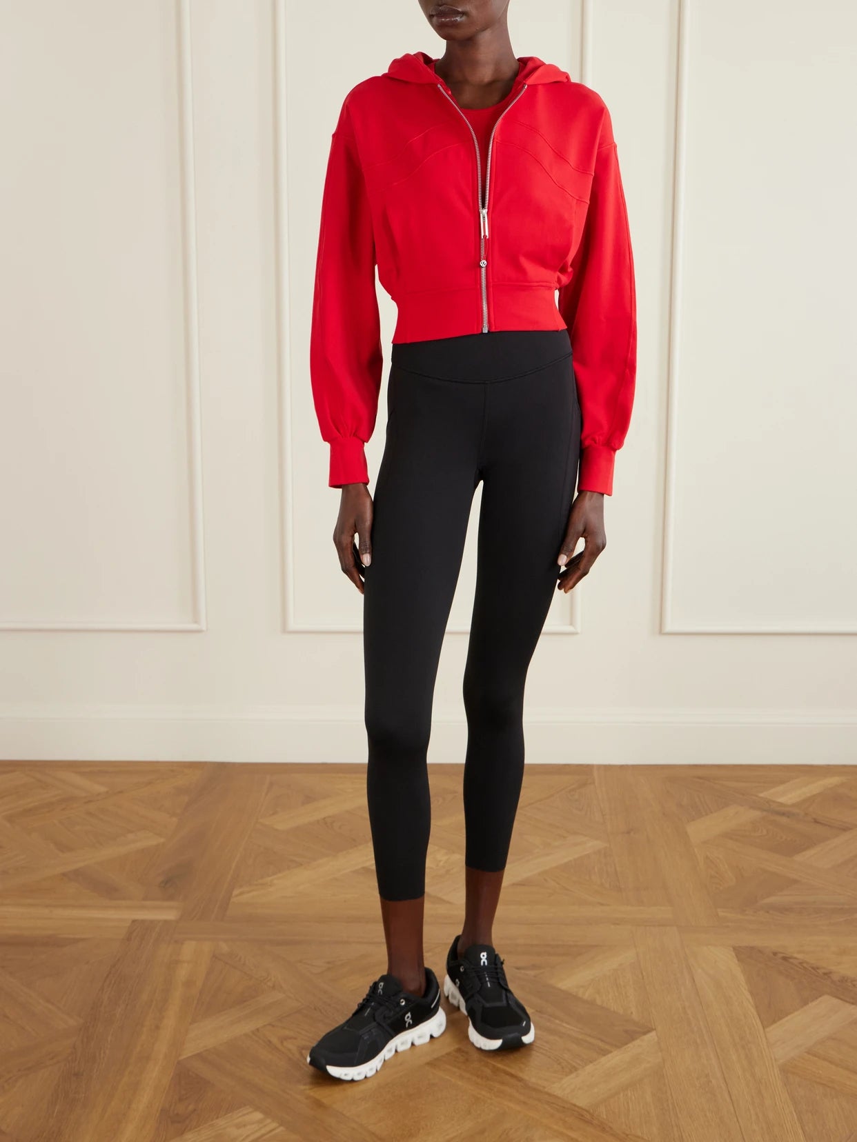 Image of Coats & Jackets. Product name - Define Cropped Nulu Hooded Jacket in Red colour by brand - lululemon