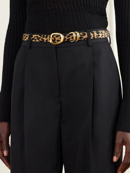 Image of Belts. Product name - The Tugela Leopard-print Calf-hair Belt in Leopard print colour by brand - AMANU