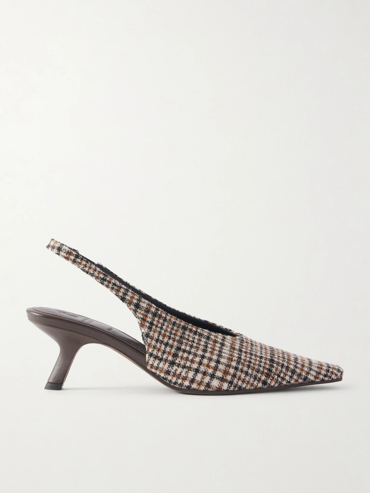 Checked Wool Slingback Pumps
