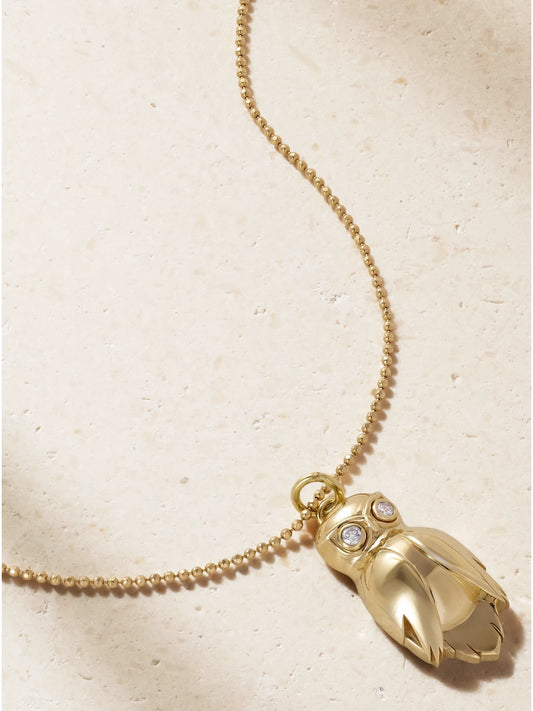 Jennifer Meyer Owl 18-karat Gold Diamond Necklace