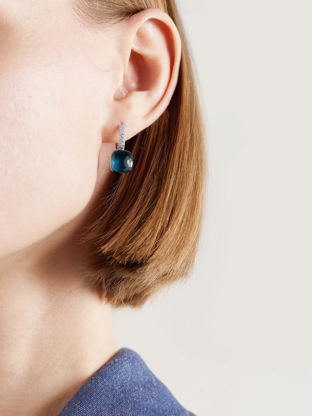 Image of Earrings. Product name - Nudo 18-karat White And Rose Gold Multi-stone Doublet Earrings in Multi colour by brand - Pomellato