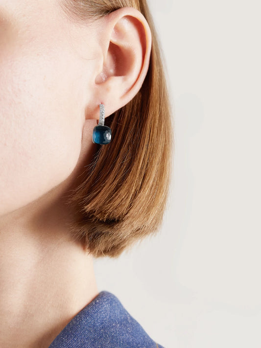 Image of Earrings. Product name - Nudo 18-karat White And Rose Gold Multi-stone Doublet Earrings in Multi colour by brand - Pomellato