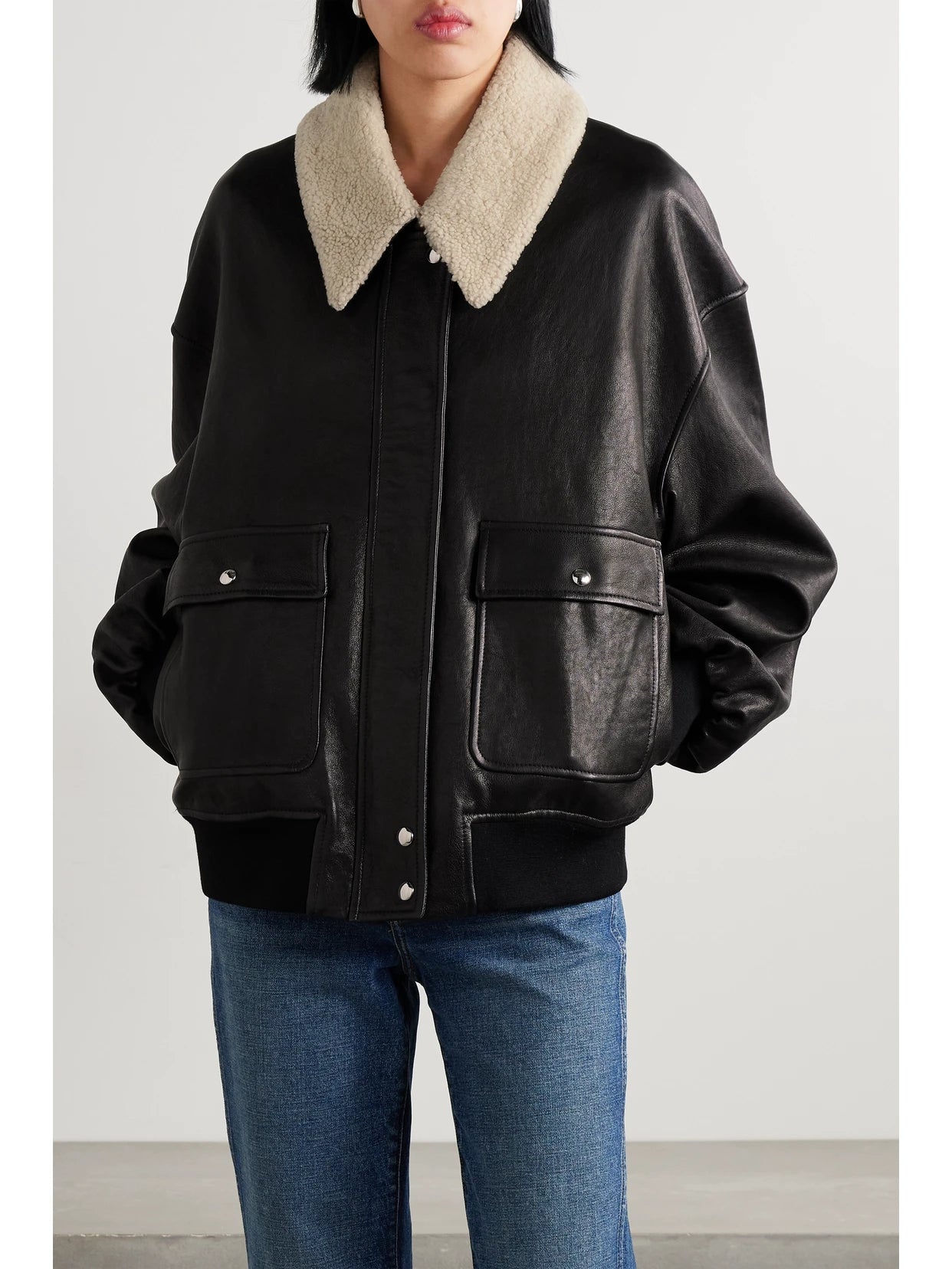 Shellar Shearling-trimmed Leather Jacket