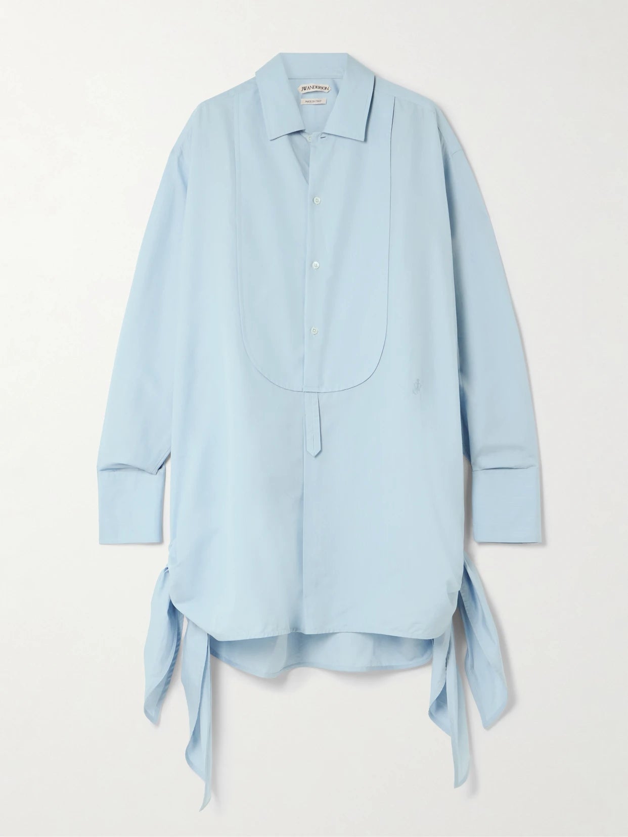Tie-detailed Cotton And Silk-blend Mini Shirt Dress