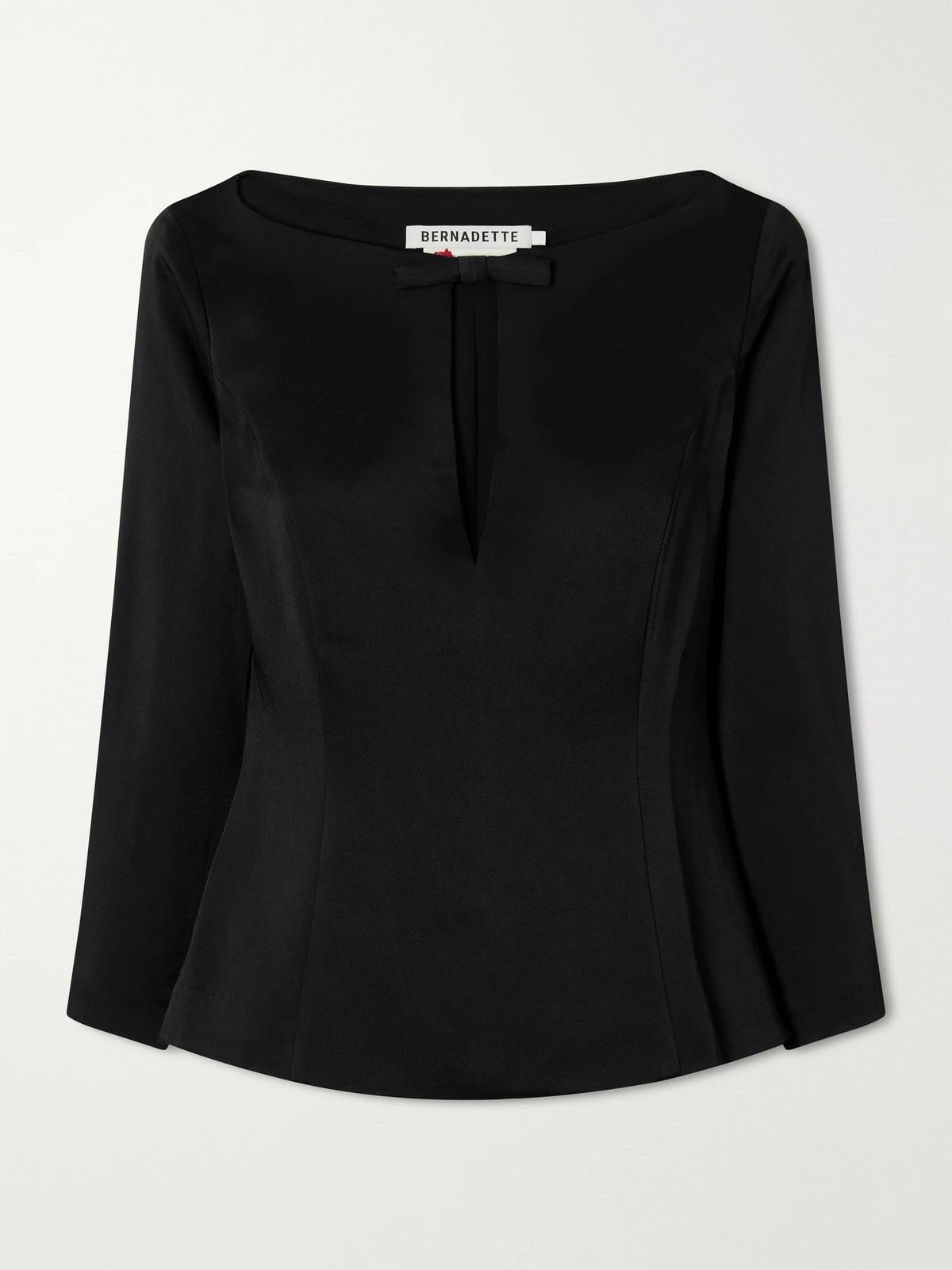 BERNADETTE Romi Bow-detailed Darted Satin Top