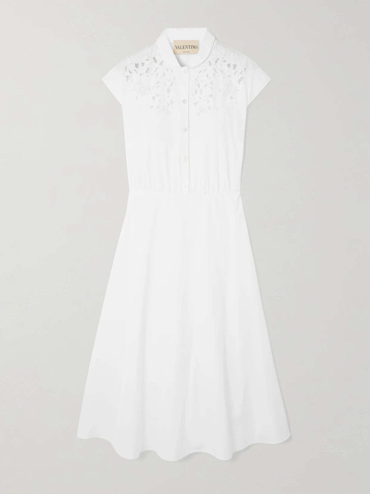 Broderie Anglaise-trimmed Cotton-poplin Midi Dress