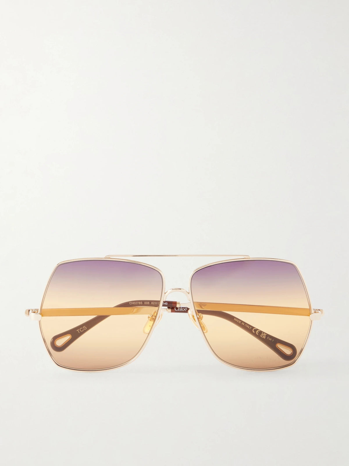 Chloé Aly Square-frame Gold-tone Sunglasses