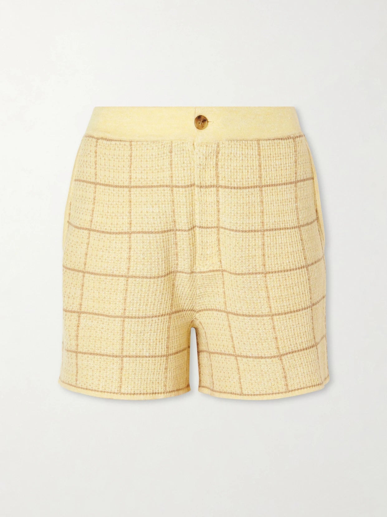Checked Knitted Cashmere And Linen-blend Shorts