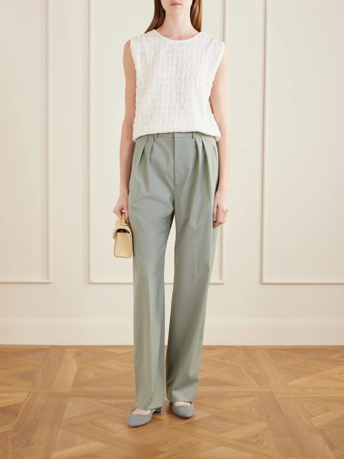 Image of Flats. Product name - Bb Suede Ballet Flats in Gray colour by brand - Manolo Blahnik