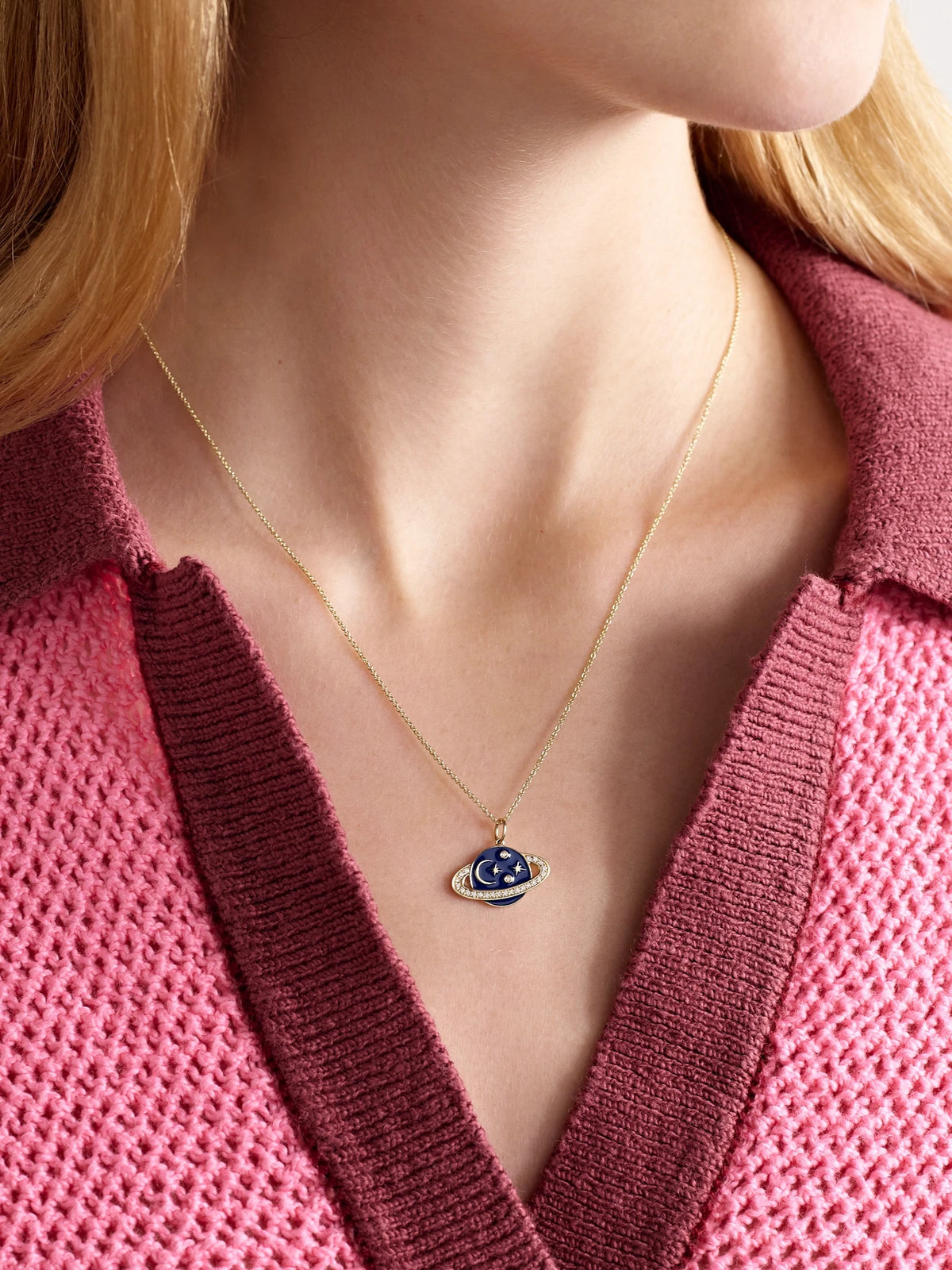 Image of Necklaces. Product name - Celestial 14-karat Gold, Enamel And Diamond Necklace in Multi colour by brand - Sydney Evan