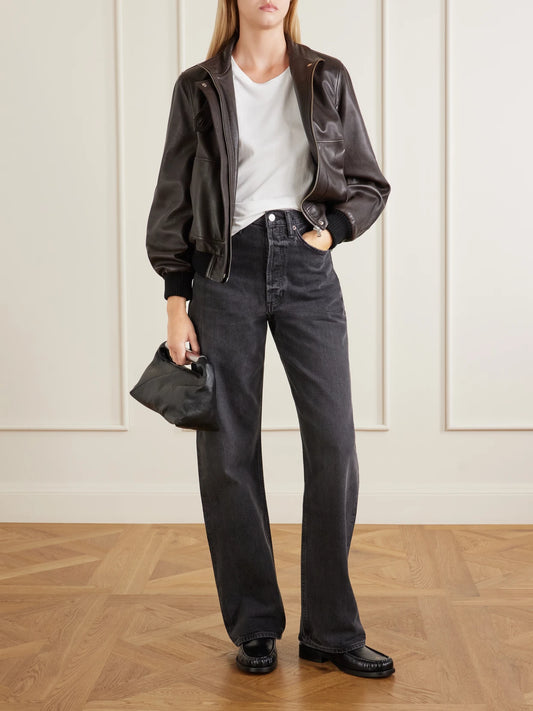 Image of Jeans. Product name - Vintage Loose High-rise Straight-leg Jeans in Black, Brown, Burgundy colour by brand - AGOLDE