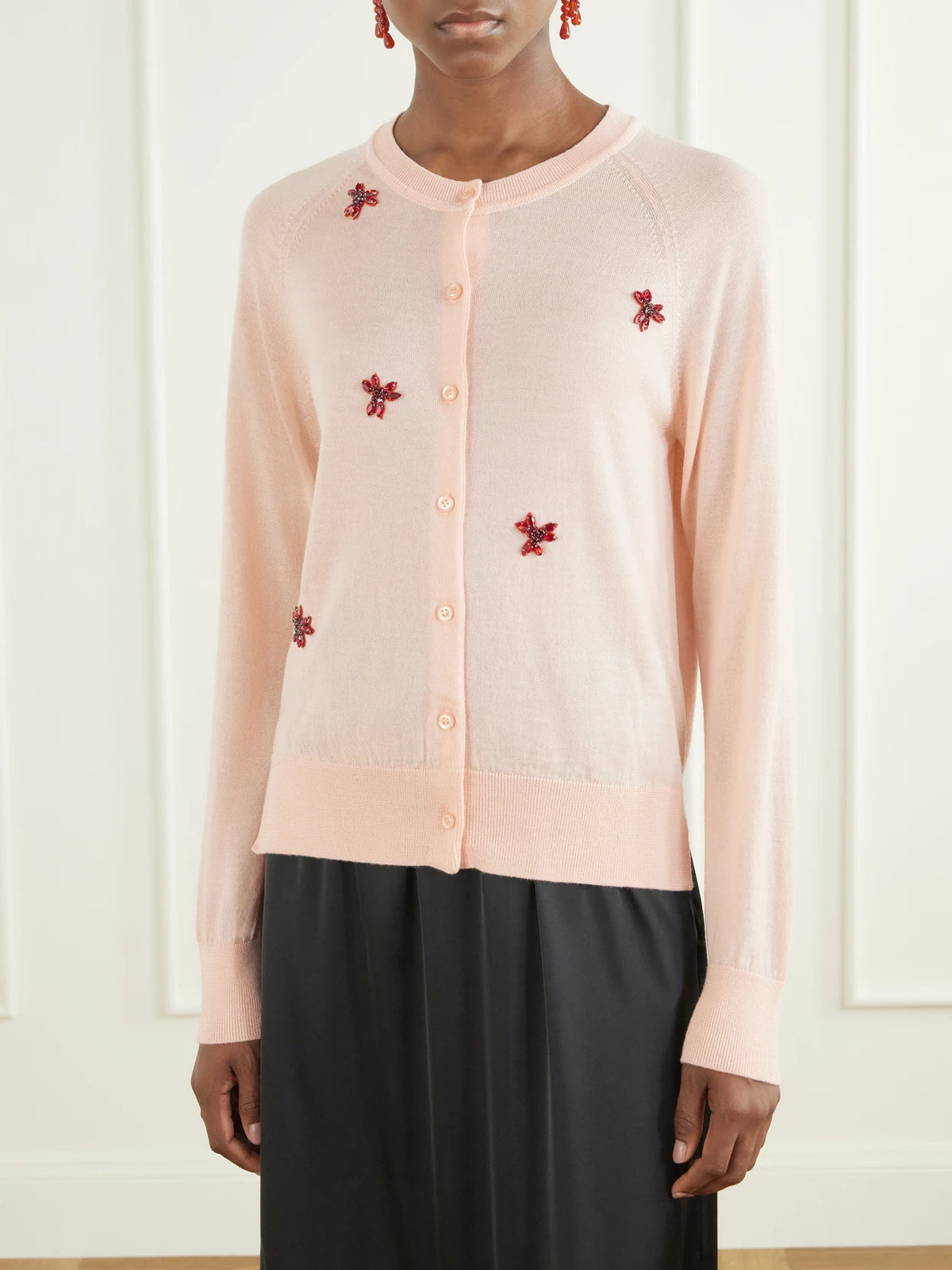 Simone Rocha Crystal-embellished Wool And Silk-blend Cardigan