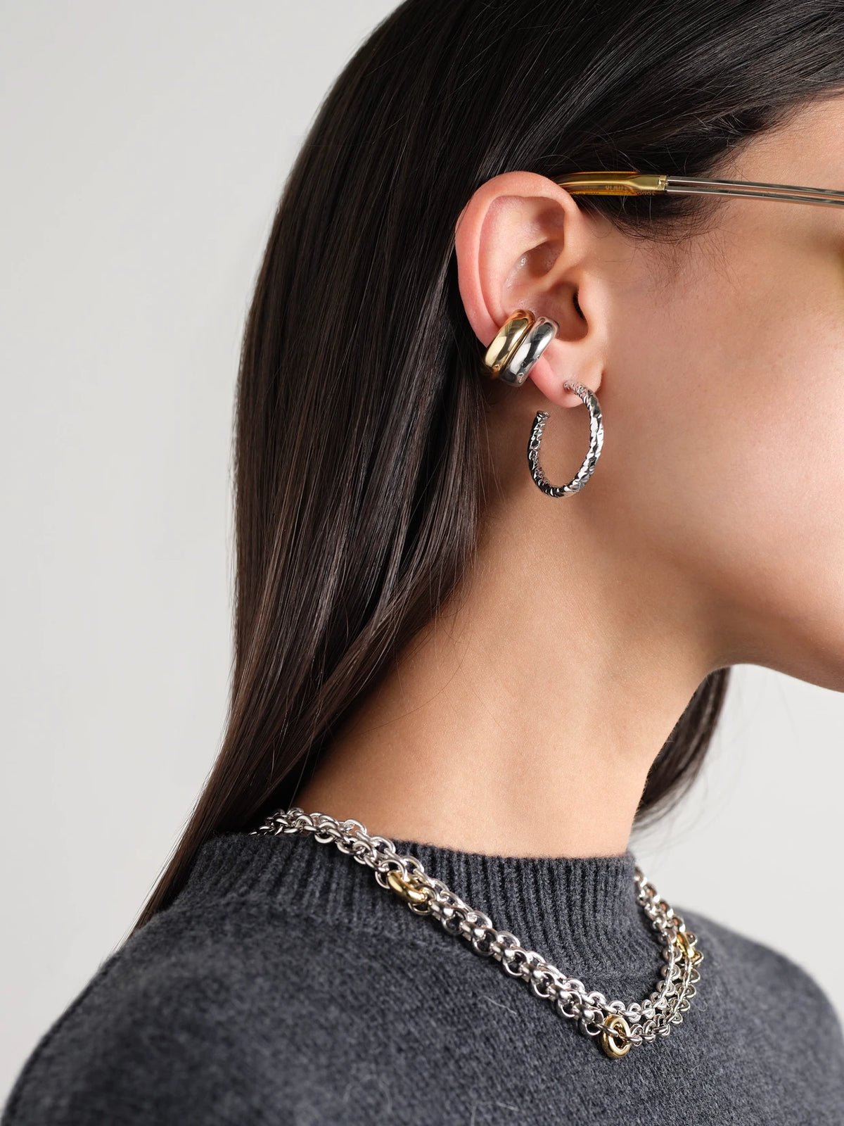 Image of Earrings. Product name - Hailey Mini Silver-plated Hoop Earrings in Multi colour by brand - Jennifer Fisher