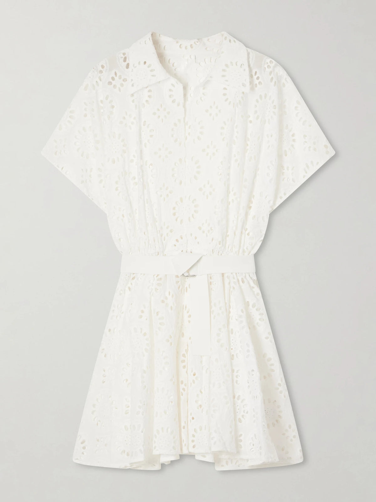 Belted Broderie Anglaise Cotton Mini Dress