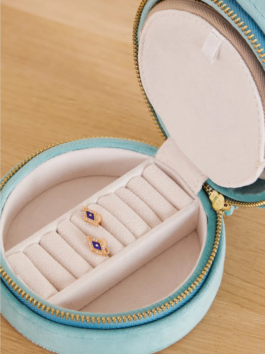 Image of Decor. Product name - Sun Dawn Embroidered Velvet Jewelry Case in Multi colour by brand - L'Atelier Nawbar