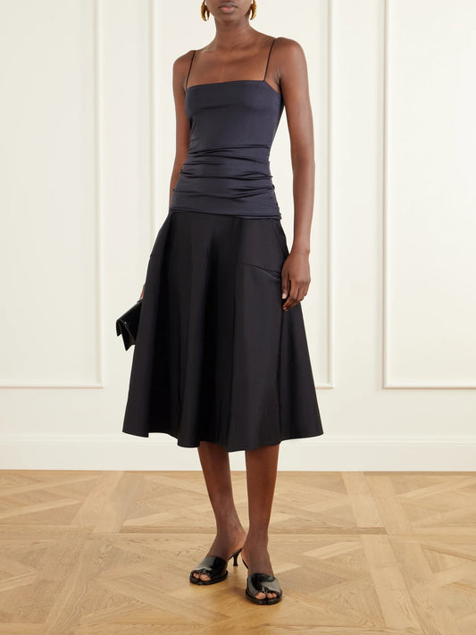 Image of Dresses. Product name - La Robe Paradiso Satin Midi Dress in Black colour by brand - Jacquemus
