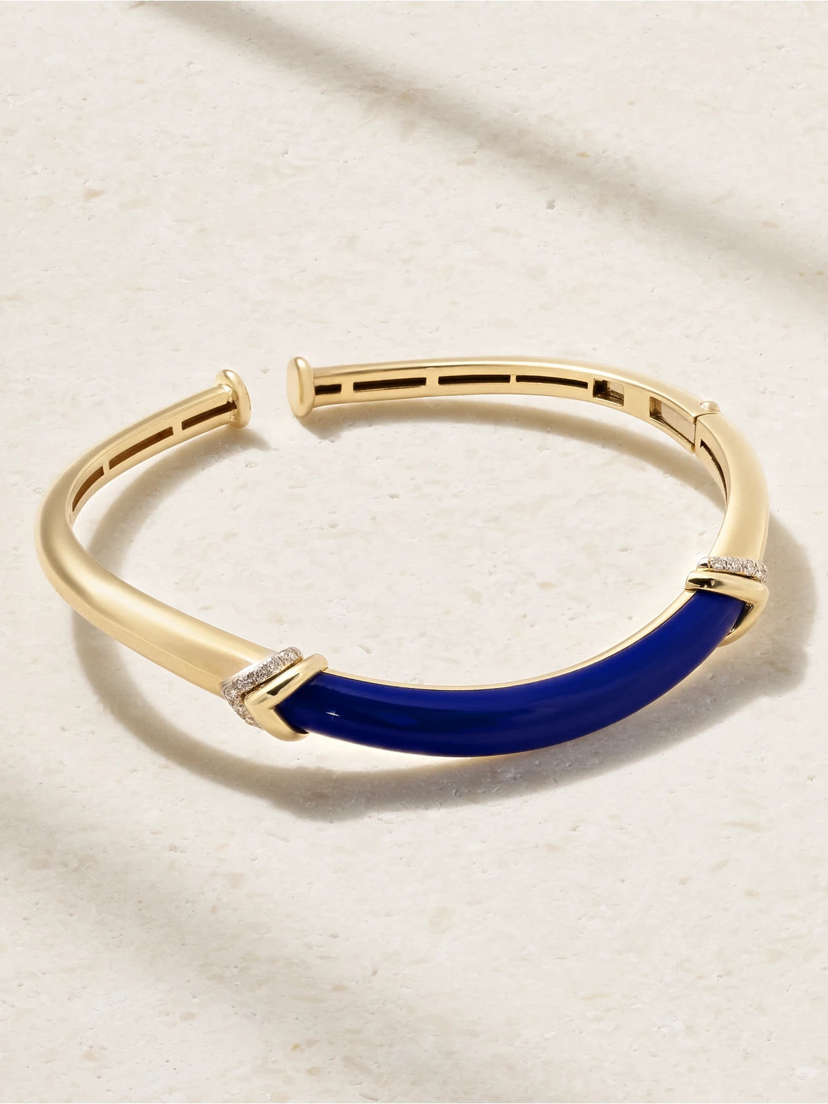 Stackable 18-karat Black Gold, Lapis Lazuli And Diamond Bangle