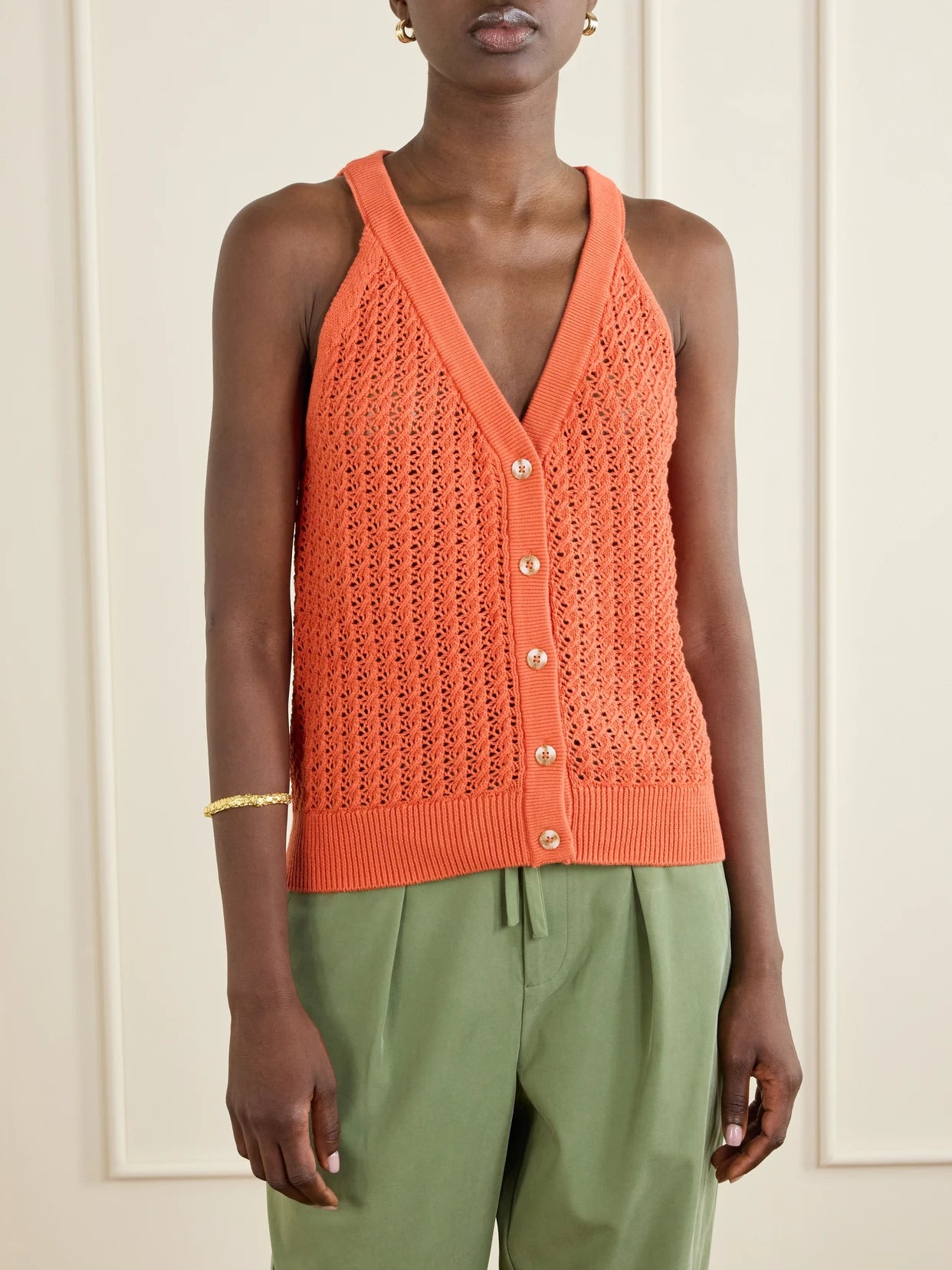 Alessia Crochet-knit Cotton Top