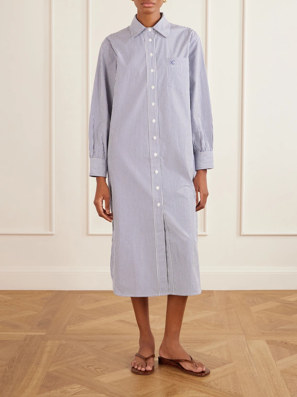 Stella Striped Cotton-poplin Midi Shirt Dress