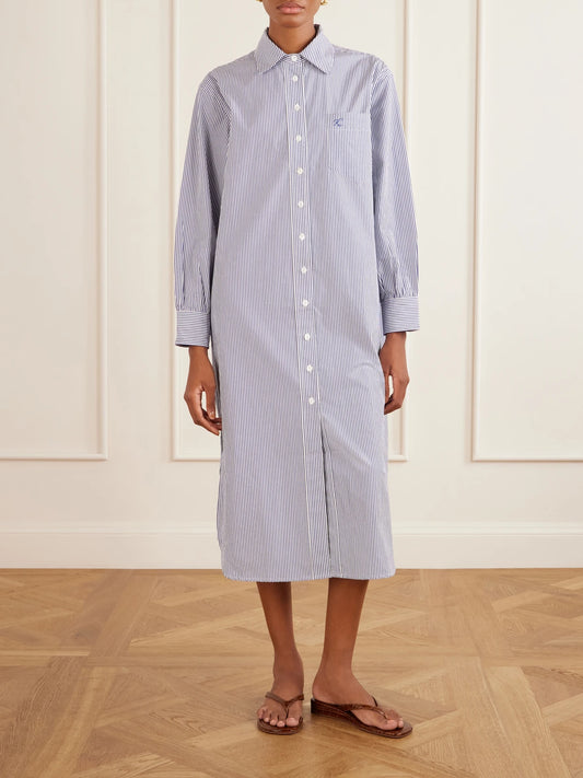 Stella Striped Cotton-poplin Midi Shirt Dress