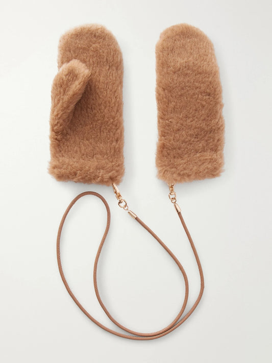 Max Mara Ombrat2 Camel Wool And Silk-blend Gloves