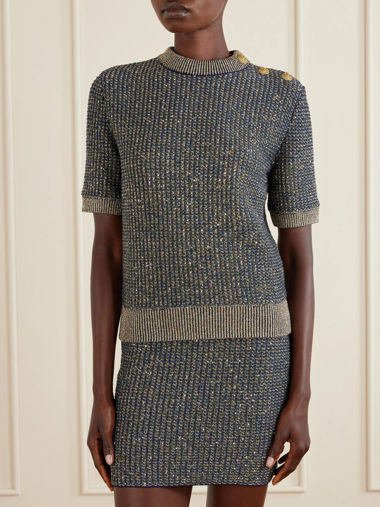 Embellished Tweed Sweater