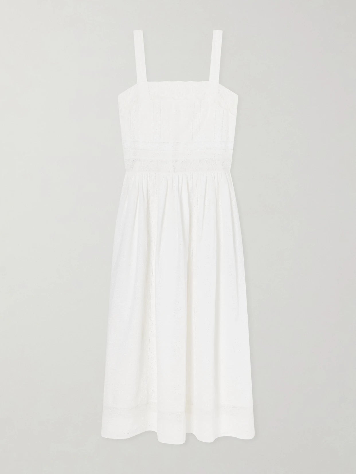 Antigua Lace-trimmed Embroidered Cotton Midi Dress