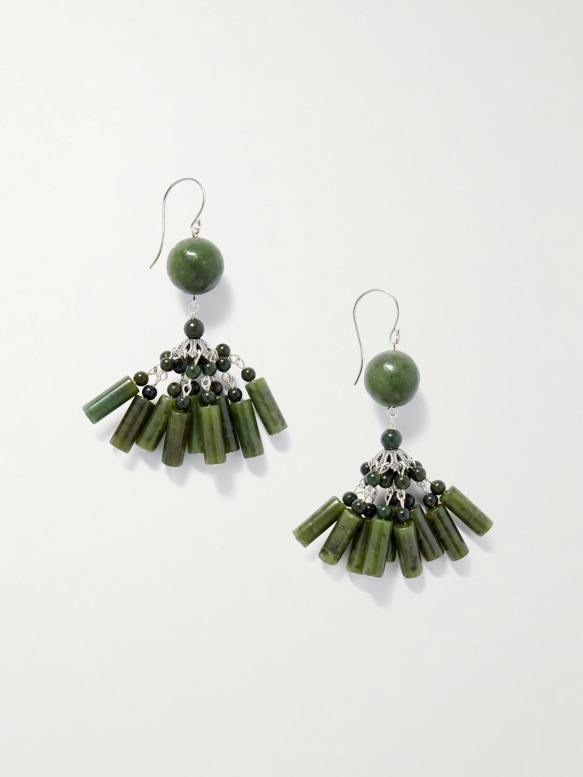 Flamenco Silver Jade Earrings