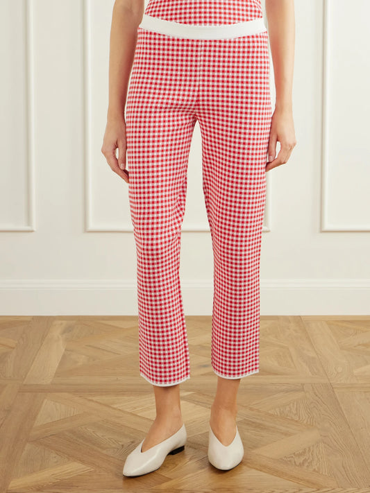 Posse Micah Checked Jersey Straight-leg Capri Pants