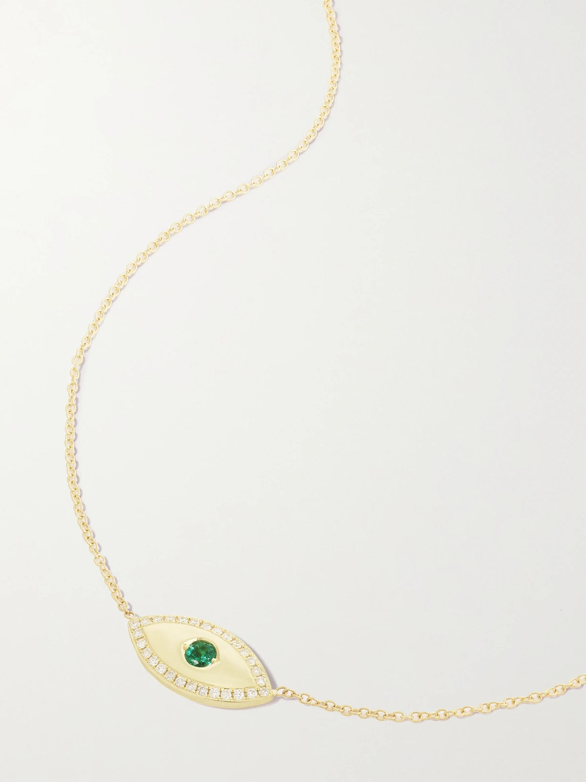 Medium Evil Eye 18-karat Gold, Diamond And Emerald Necklace