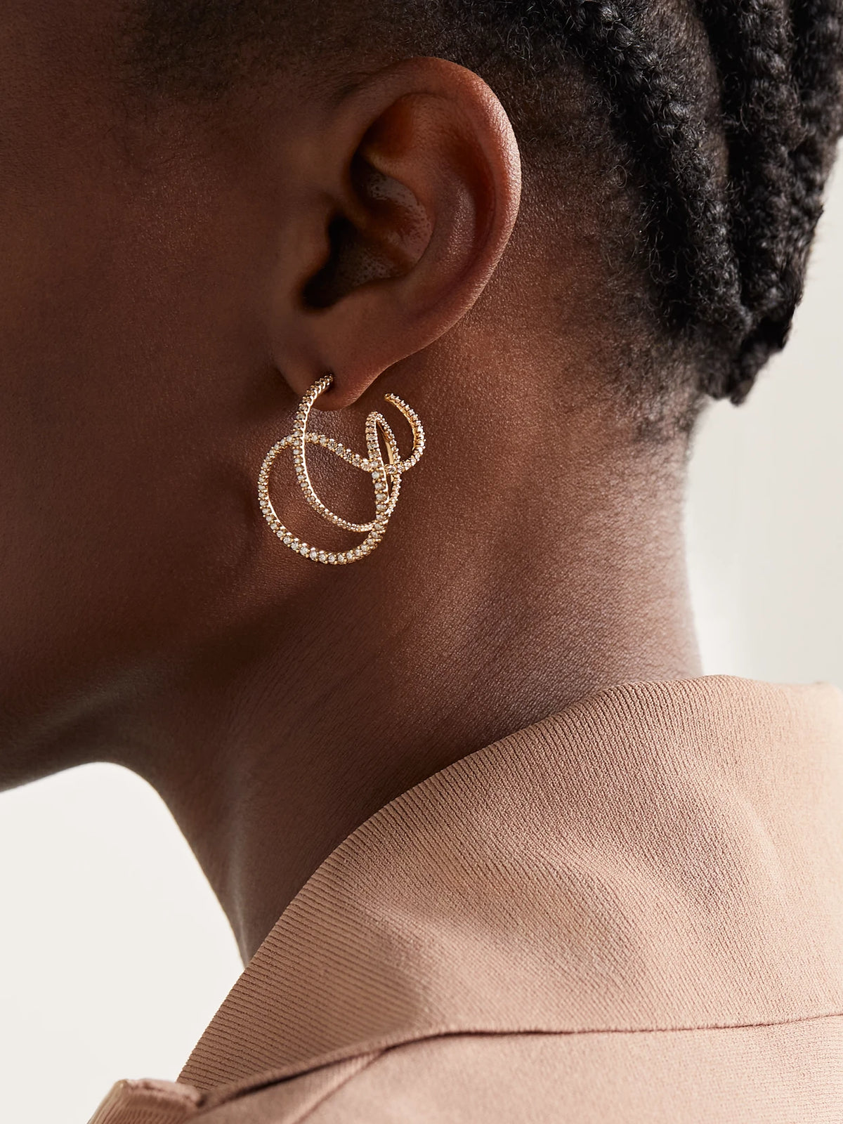 Image of Earrings. Product name - Twisted Love 18-karat Gold Diamond Earrings in Multi colour by brand - OLE LYNGGAARD COPENHAGEN