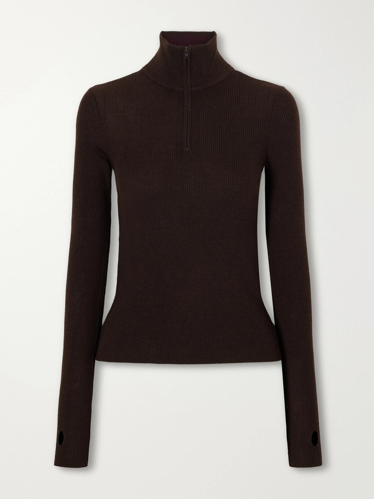 The Frankie Shop Sade Ribbed Wool And Silk-blend Half-zip Sweater