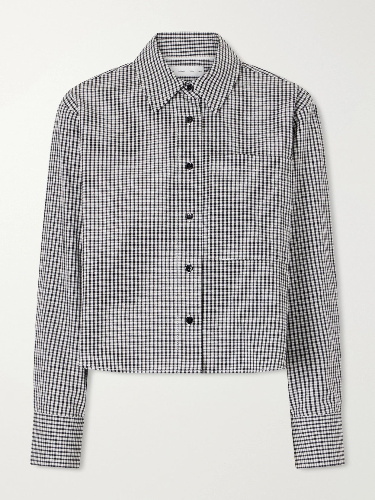 Olive Cropped Checked Cotton And Linen-blend Poplin Shirt