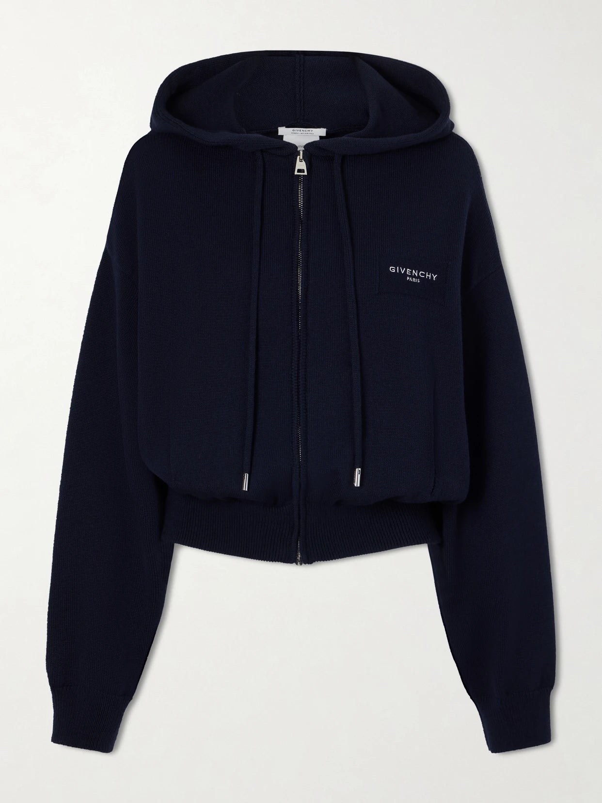 Logo-embroidered Wool And Cotton-blend Zip-up Hoodie