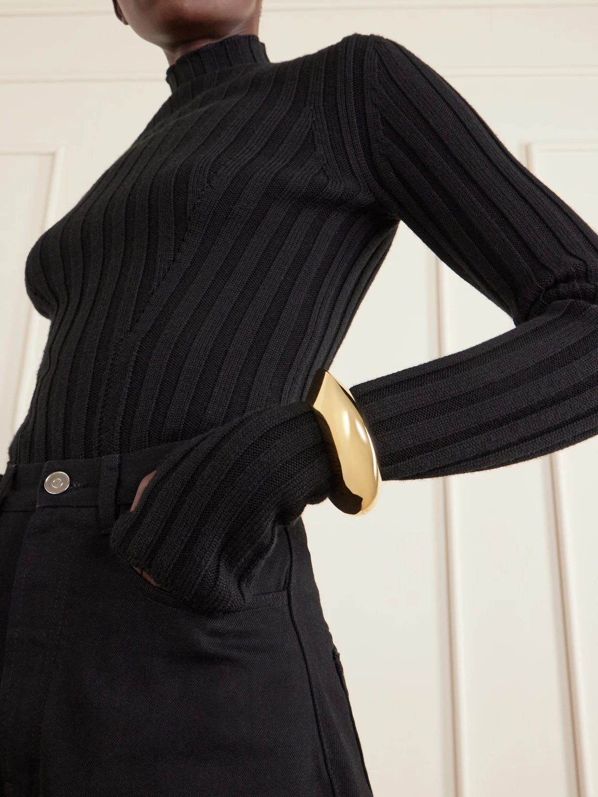 Image of Bracelets. Product name - Edge Gold-plated Cuff in Multi colour by brand - Alaïa