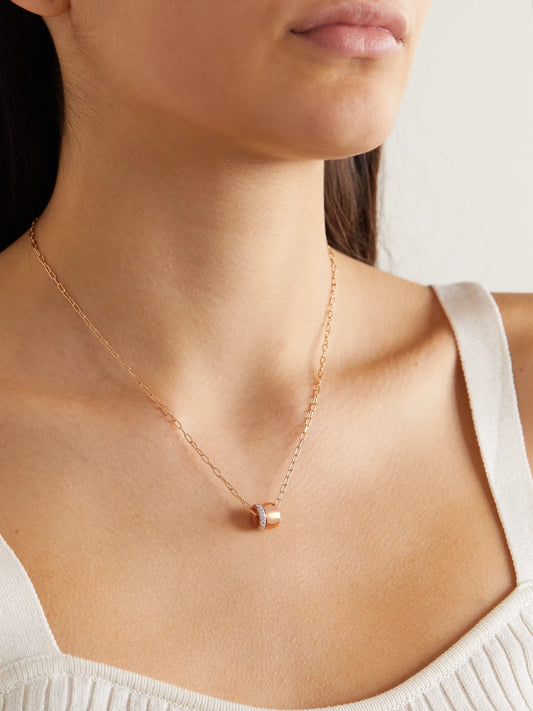 Image of Necklaces. Product name - Iconica 18-karat Rose Gold Diamond Necklace in Multi colour by brand - Pomellato
